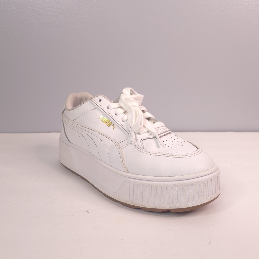 Puma White Platform Sneakers with Gold Logo